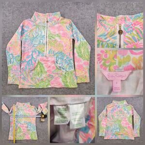 Lilly Pulitzer Skipper Popover Womens Small 1/2 Zip Coral UPF 50+ Sweatshirt